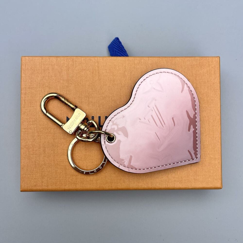 Louis Vuitton Vernis Pink Degrade Heart Monogram Keyring Bag Charm